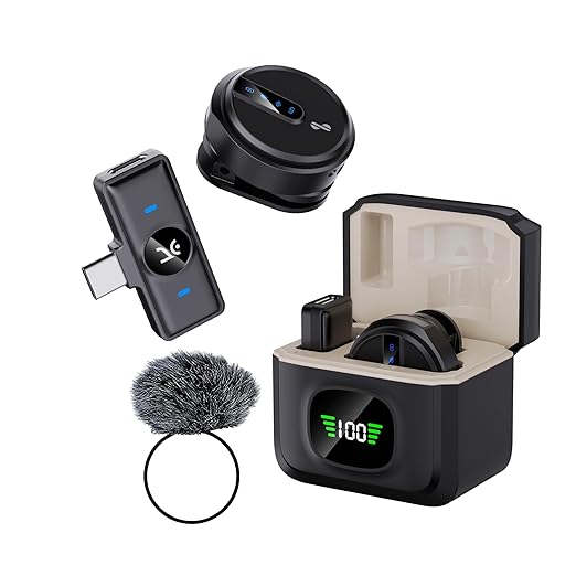 Kreo GoRec DOTS Ultra-Light Wireless Mic for YouTube, Vlogging & Mobile Content, Bluetooth Microphone for Youtubers, Magnetic Clip (Solo, with Charging Case)